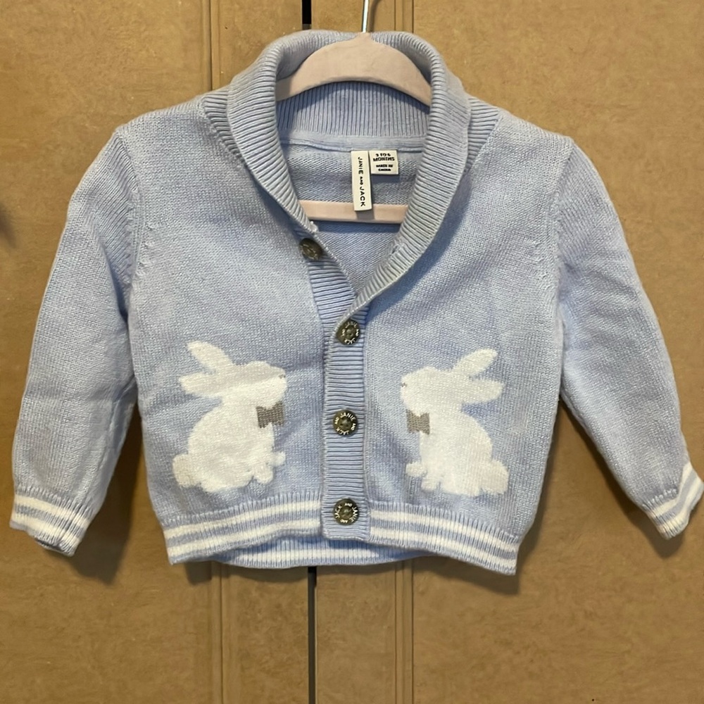 Janie and Jack blue bunny knit cardigan